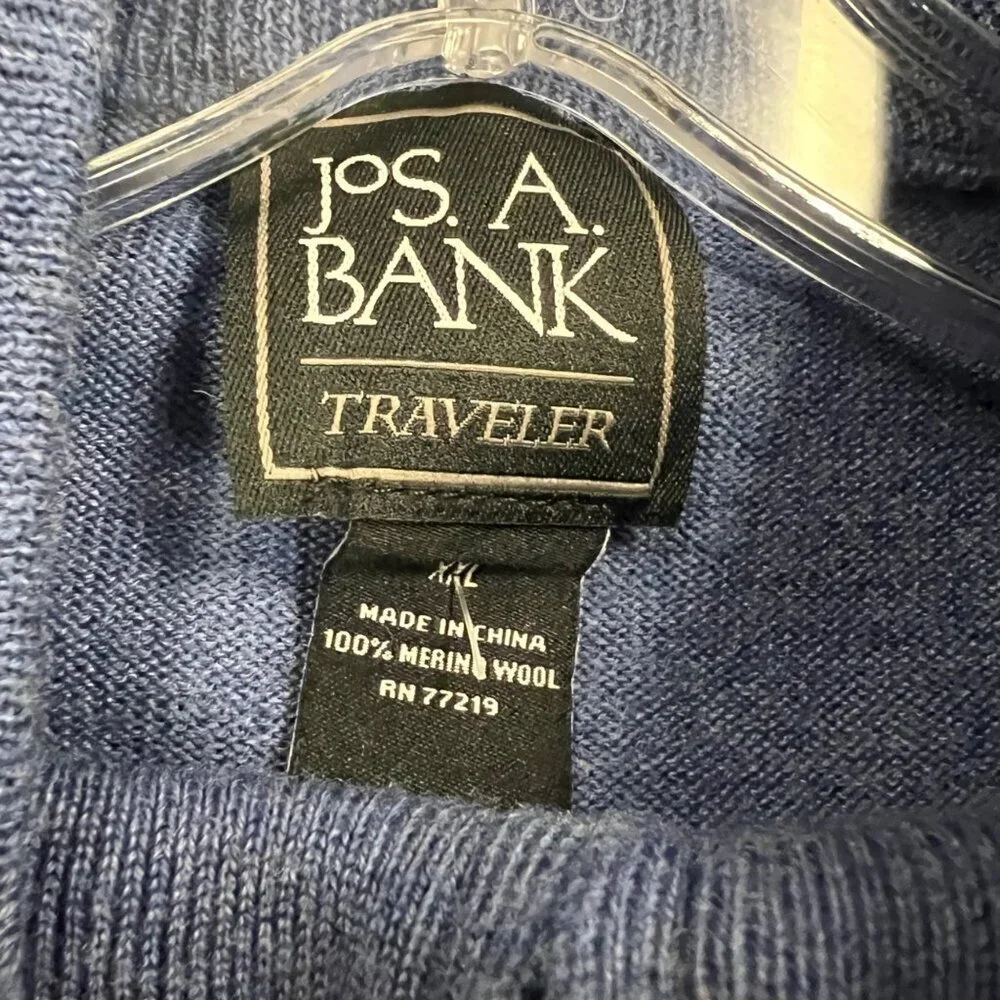 Jos. A. Bank Men's Quarter Zip Sweater Lightweight Blue Size XXL